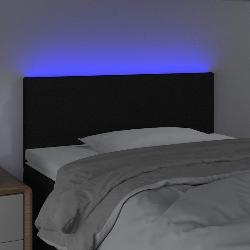 Tăblie de pat cu LED, negru, 80x5x78/88 cm, textil