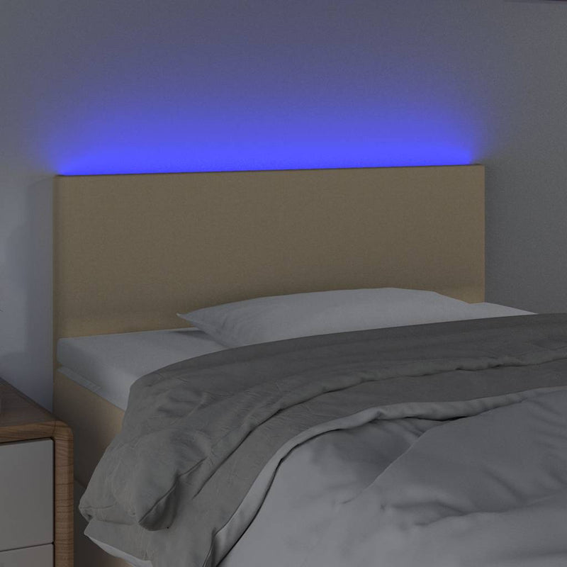 Tăblie de pat cu LED, crem, 80x5x78/88 cm, textil