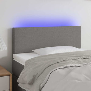 Tăblie de pat cu LED, gri închis, 90x5x78/88 cm, textil