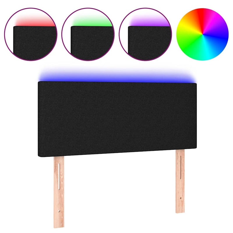 Tăblie de pat cu LED, negru, 100x5x78/88 cm, textil