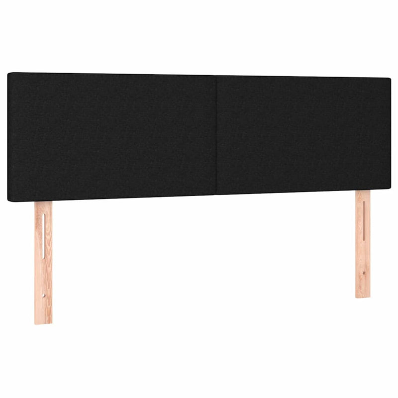 Tăblie de pat cu LED, negru, 144x5x78/88 cm, textil
