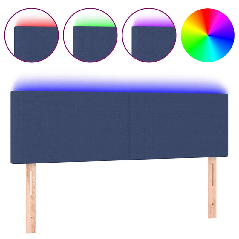 Tăblie de pat cu LED, crem, 144x5x78/88 cm, textil