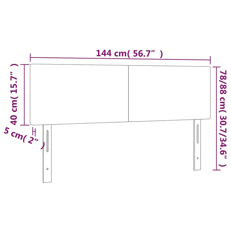 Tăblie de pat cu LED, albastru, 144x5x78/88 cm, textil