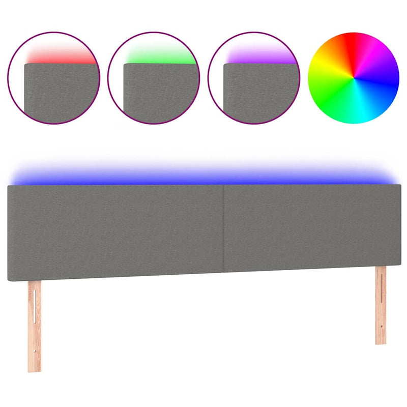 Tăblie de pat cu LED, gri închis, 160x5x78/88 cm, textil