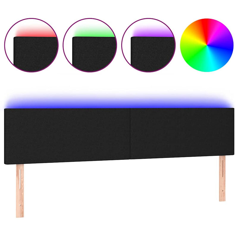 Tăblie de pat cu LED, negru, 160x5x78/88 cm, textil