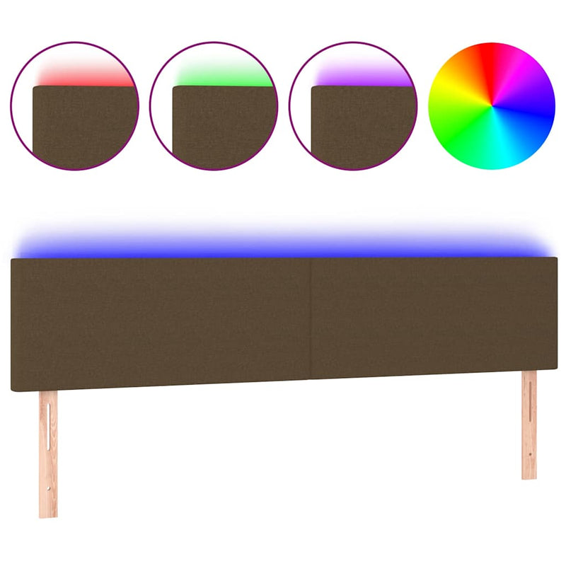 Tăblie de pat cu LED, maro închis, 160x5x78/88 cm, textil