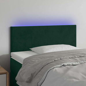 Tăblie de pat cu LED, verde închis, 100x5x78/88 cm, catifea