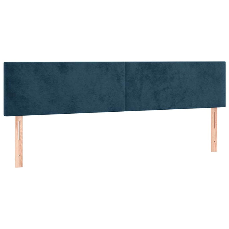 Tăblie de pat cu LED, albastru închis, 200x5x78/88 cm, catifea
