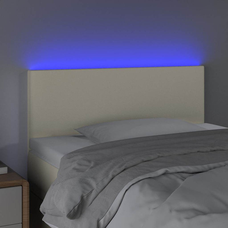 Tăblie de pat cu LED, crem, 80x5x78/88 cm, piele ecologică