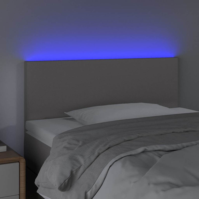 Tăblie de pat cu LED, gri, 80x5x78/88 cm, piele ecologică