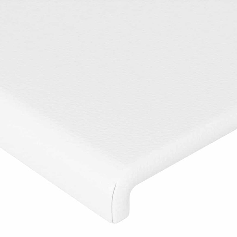 Tăblie de pat cu LED, alb, 90x5x78/88 cm, piele ecologică