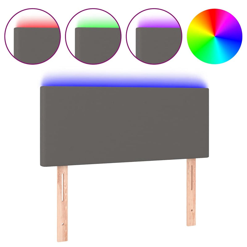 Tăblie de pat cu LED, gri, 90x5x78/88 cm, piele ecologică