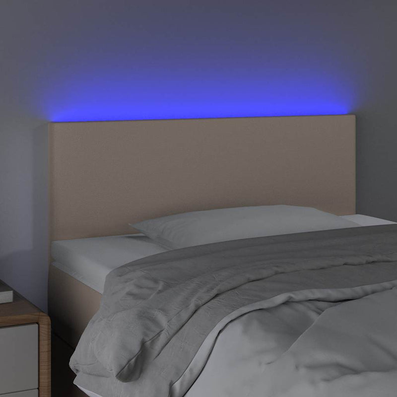 Tăblie de pat cu LED cappuccino 100x5x78/88 cm piele ecologică