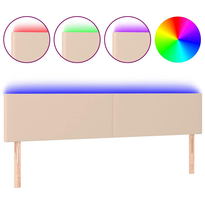 Tăblie de pat cu LED cappuccino 180x5x78/88cm piele ecologică