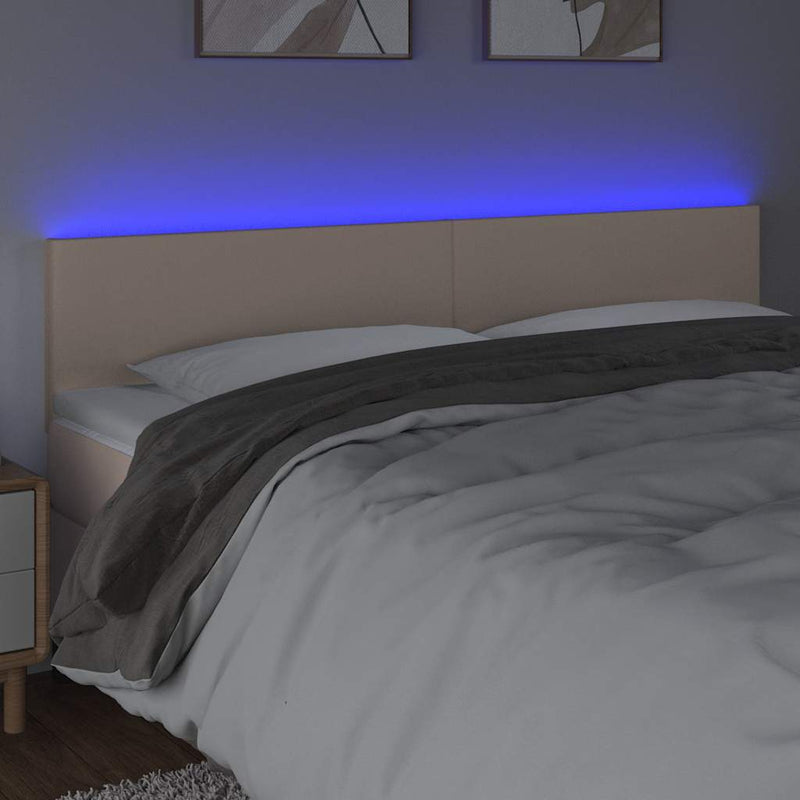 Tăblie de pat cu LED cappuccino 180x5x78/88cm piele ecologică