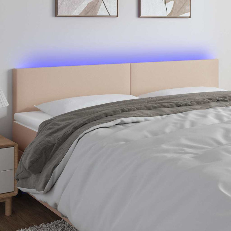 Tăblie de pat cu LED cappuccino 180x5x78/88cm piele ecologică