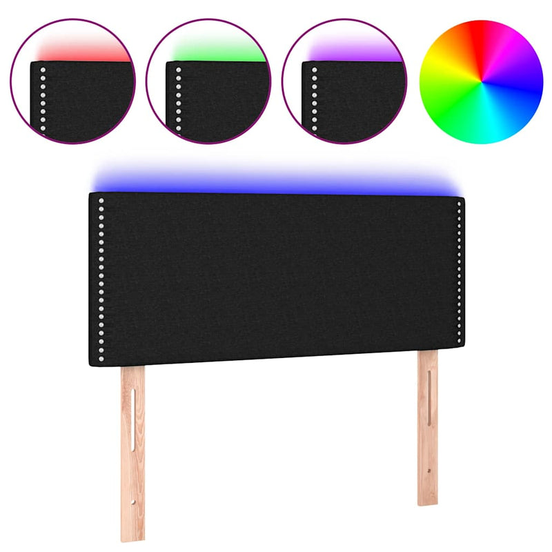 Tăblie de pat cu LED, negru, 90x5x78/88 cm, textil