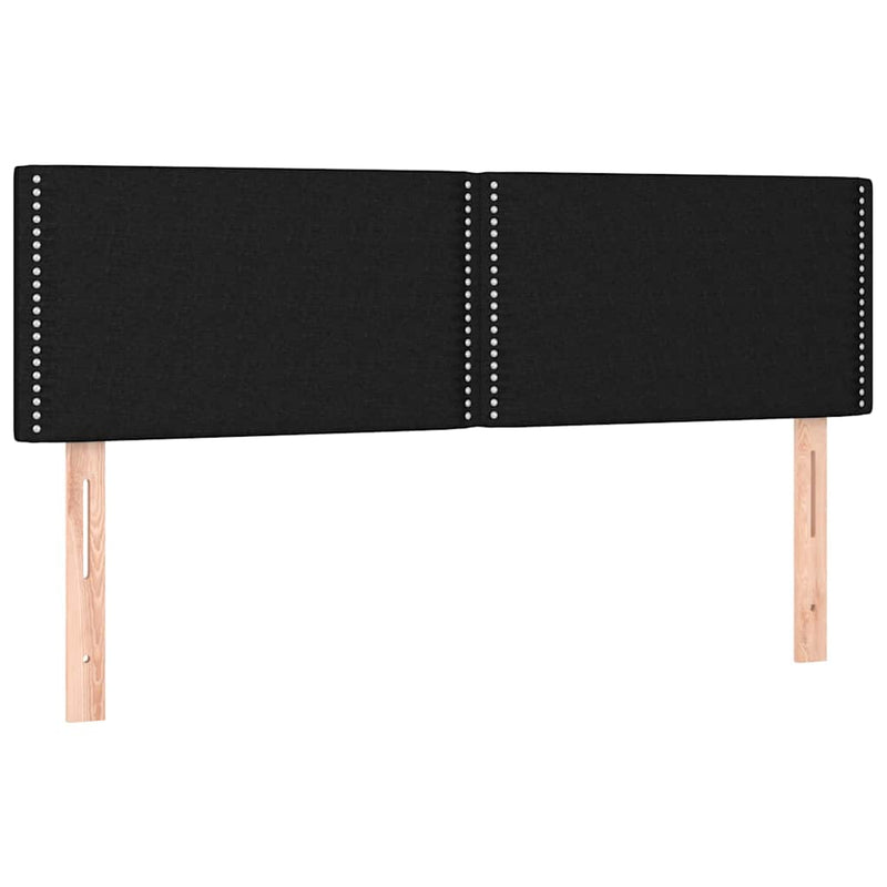 Tăblie de pat cu LED, negru, 144x5x78/88 cm, textil