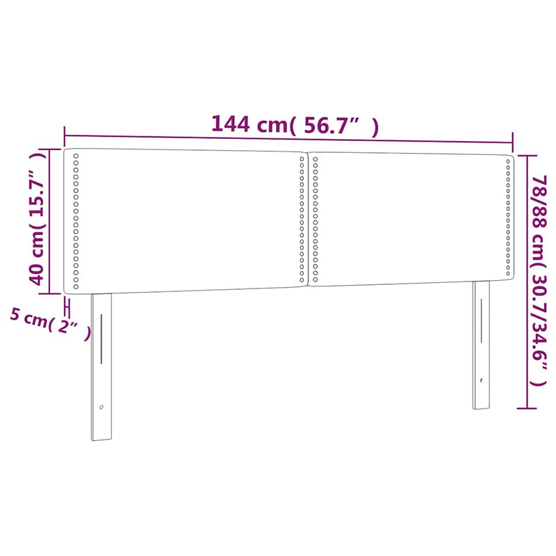 Tăblie de pat cu LED, negru, 144x5x78/88 cm, textil