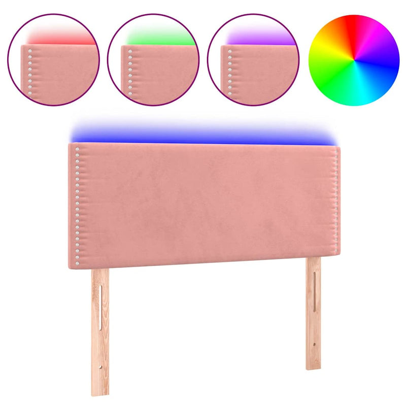 Tăblie de pat cu LED, roz, 90x5x78/88 cm, catifea