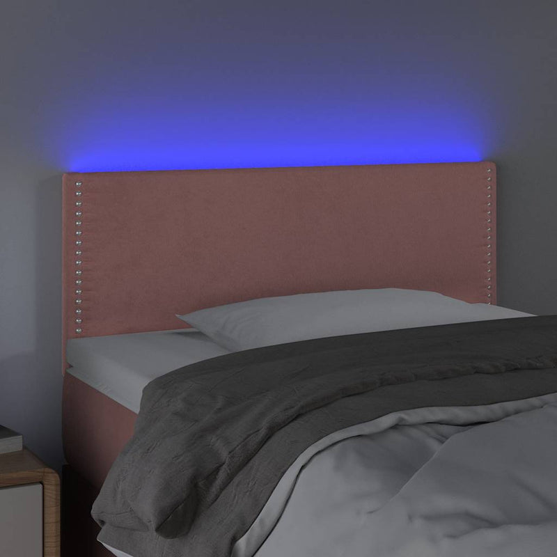 Tăblie de pat cu LED, roz, 90x5x78/88 cm, catifea