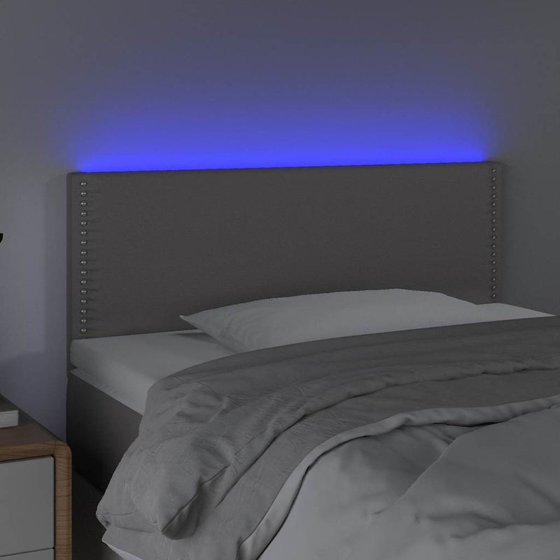 Tăblie de pat cu LED, gri, 80x5x78/88 cm, piele ecologică