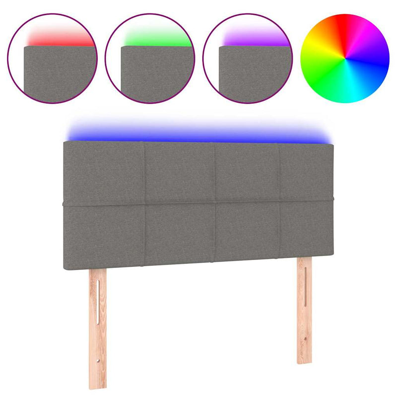 Tăblie de pat cu LED, gri închis, 90x5x78/88 cm, textil