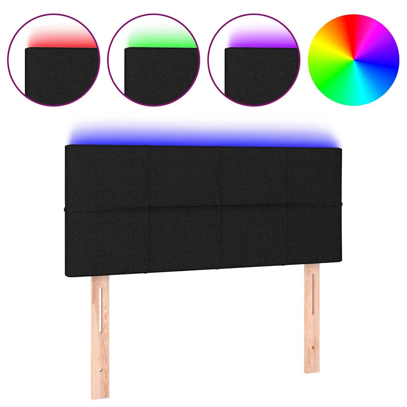 Tăblie de pat cu LED, negru, 90x5x78/88 cm, textil