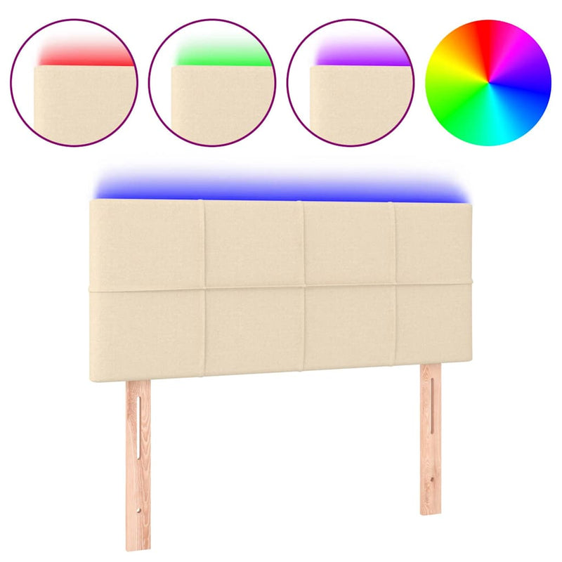 Tăblie de pat cu LED, crem, 90x5x78/88 cm, textil
