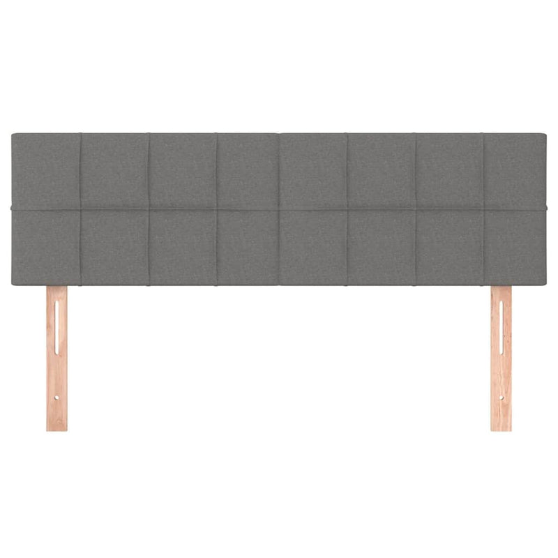 Tăblie de pat cu LED, gri închis, 144x5x78/88 cm, textil