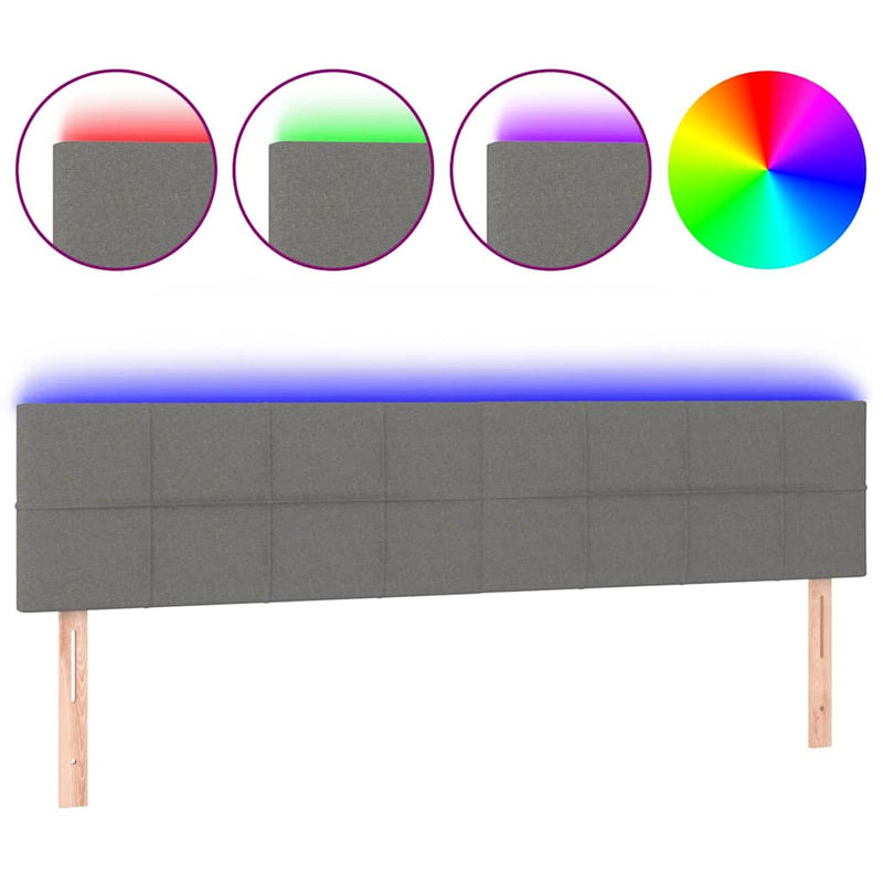 Tăblie de pat cu LED, gri închis, 160x5x78/88 cm, textil