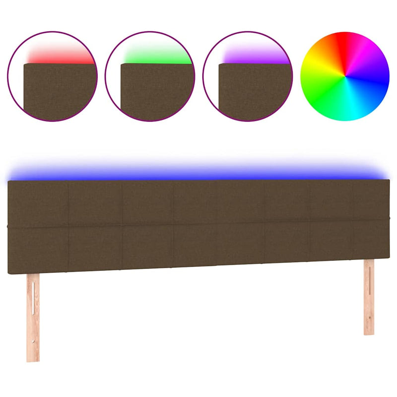 Tăblie de pat cu LED, maro închis, 160x5x78/88 cm, textil