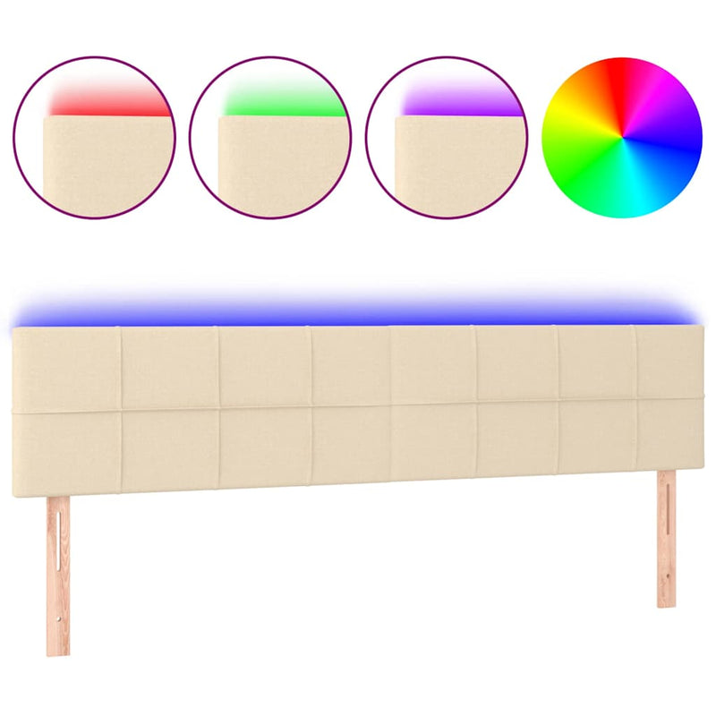 Tăblie de pat cu LED, crem, 160x5x78/88 cm, textil