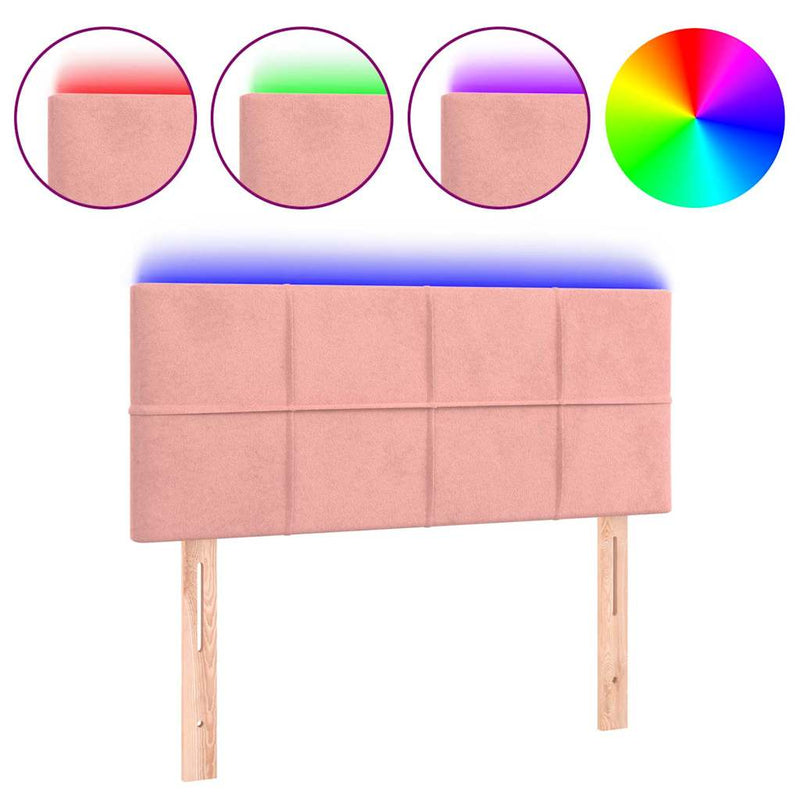 Tăblie de pat cu LED, roz, 90x5x78/88 cm, catifea