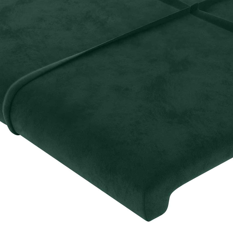 Tăblie de pat cu LED, verde închis, 144x5x78/88 cm, catifea