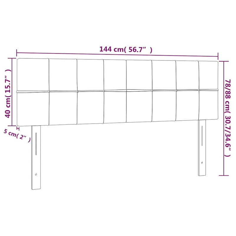 Tăblie de pat cu LED, verde închis, 144x5x78/88 cm, catifea