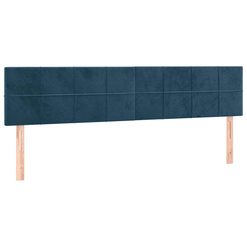 Tăblie de pat cu LED, albastru închis, 160x5x78/88 cm, catifea