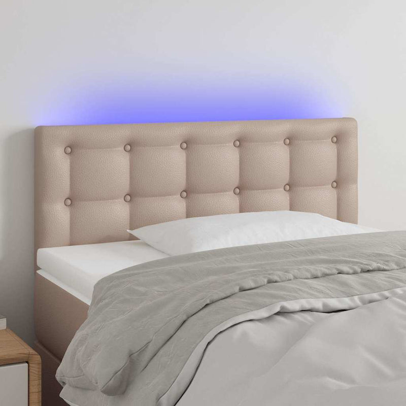 Tăblie de pat cu LED, cappuccino, 80x5x78/88cm, piele ecologică