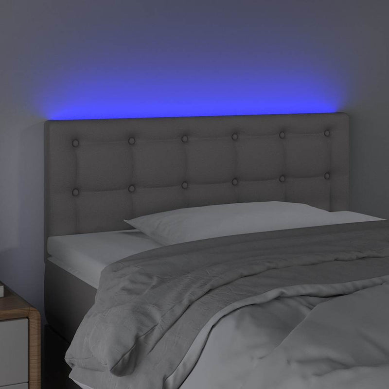 Tăblie de pat cu LED, gri, 100x5x78/88 cm, piele ecologică