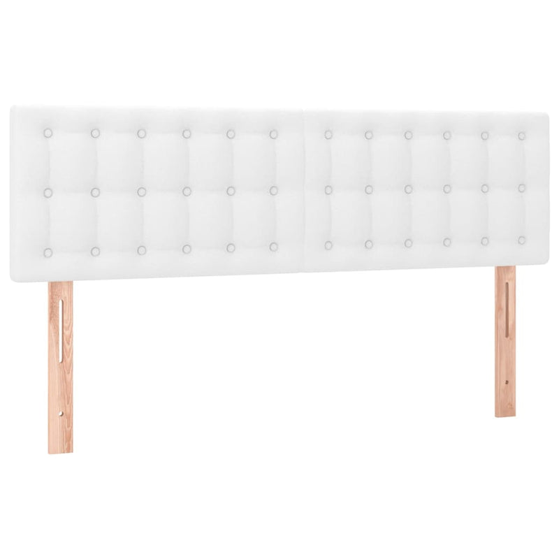 Tăblie de pat cu LED, alb, 144x5x78/88 cm, piele ecologică