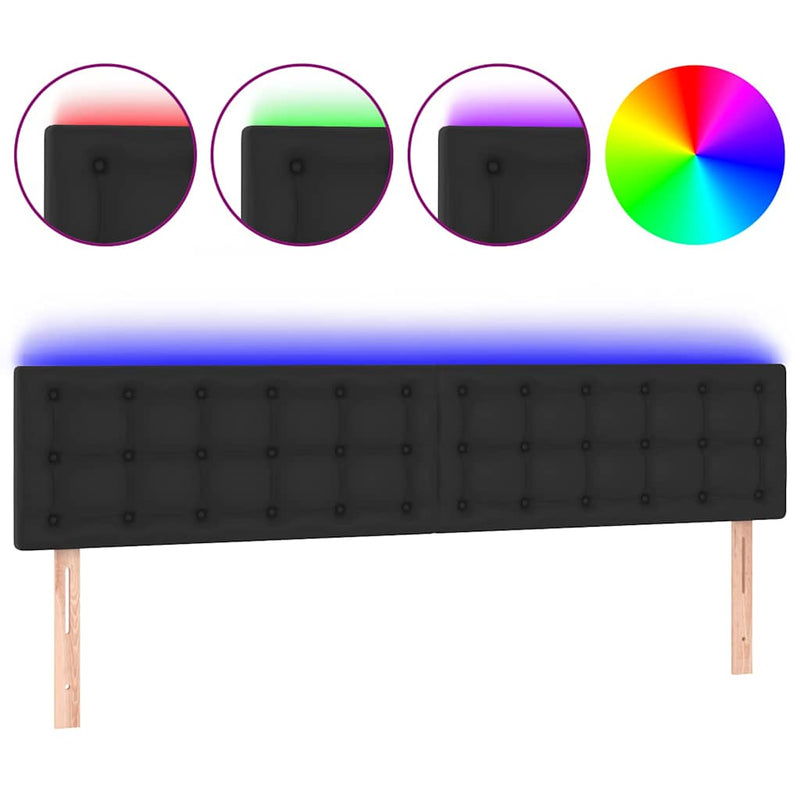 Tăblie de pat cu LED, negru, 160x5x78/88 cm, piele ecologică