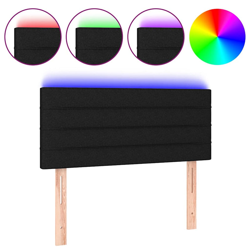 Tăblie de pat cu LED, negru, 80x5x78/88 cm, textil