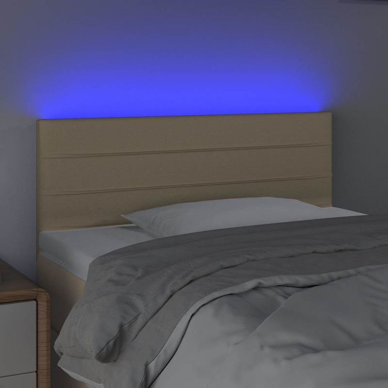 Tăblie de pat cu LED, crem, 80x5x78/88 cm, textil