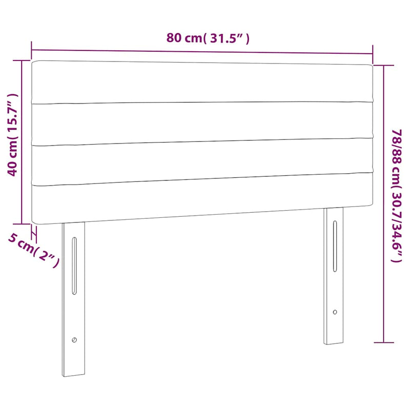 Tăblie de pat cu LED, albastru, 80x5x78/88 cm, textil
