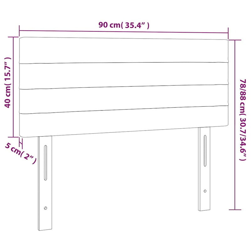 Tăblie de pat cu LED, albastru, 90x5x78/88 cm, textil