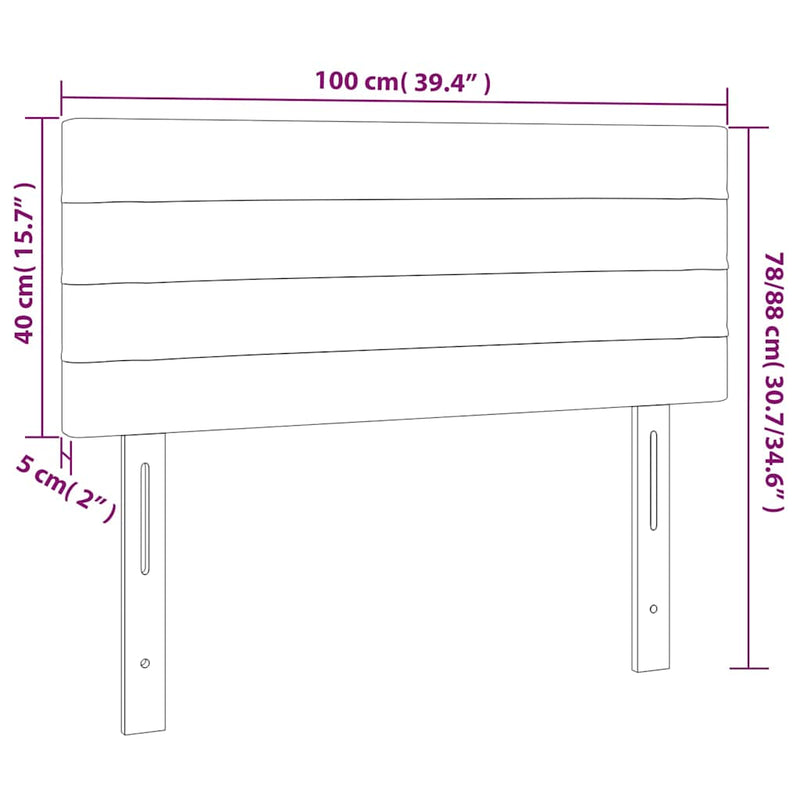 Tăblie de pat cu LED, negru, 100x5x78/88 cm, textil