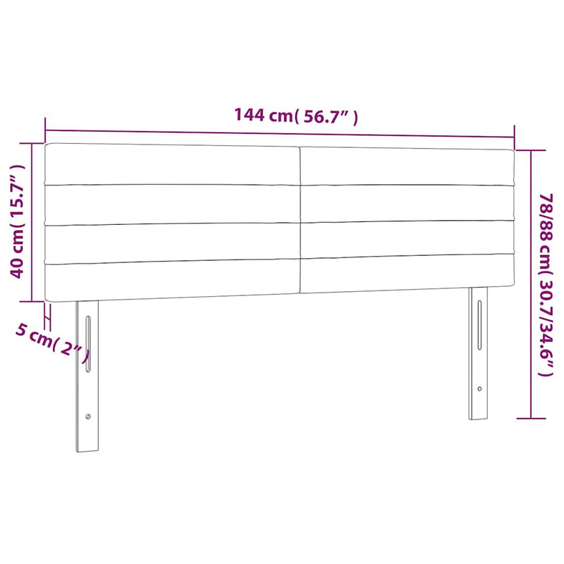 Tăblie de pat cu LED, gri deschis, 144x5x78/88 cm, textil
