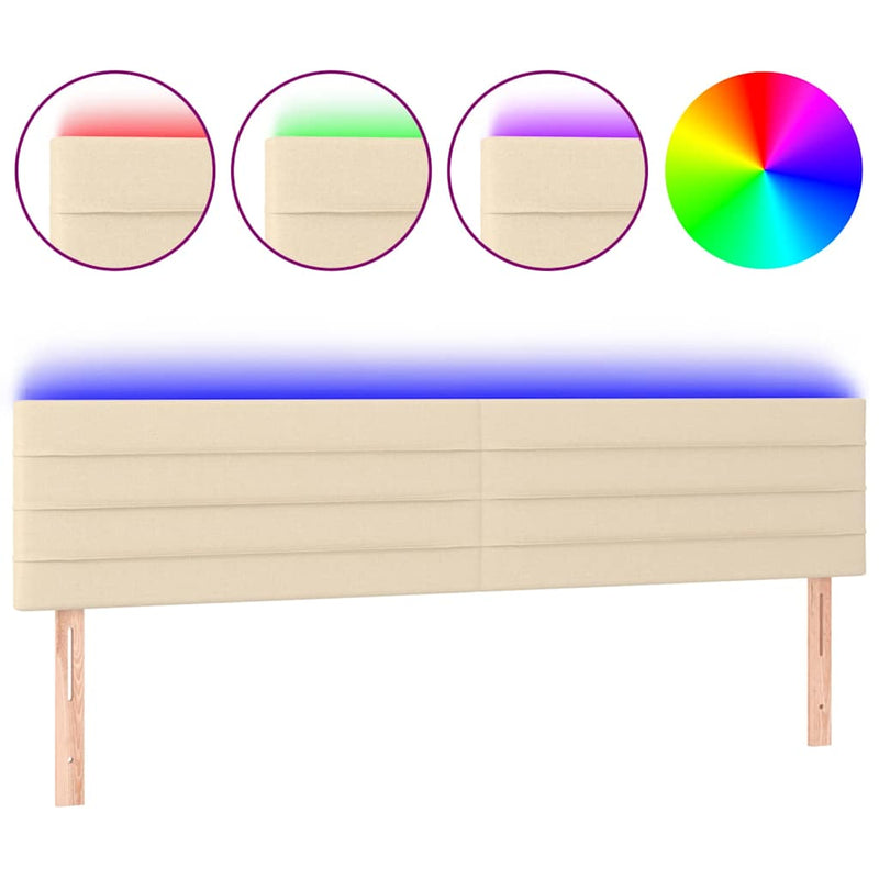 Tăblie de pat cu LED, crem, 160x5x78/88 cm, textil