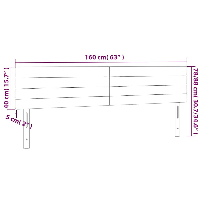 Tăblie de pat cu LED, albastru, 160x5x78/88 cm, textil