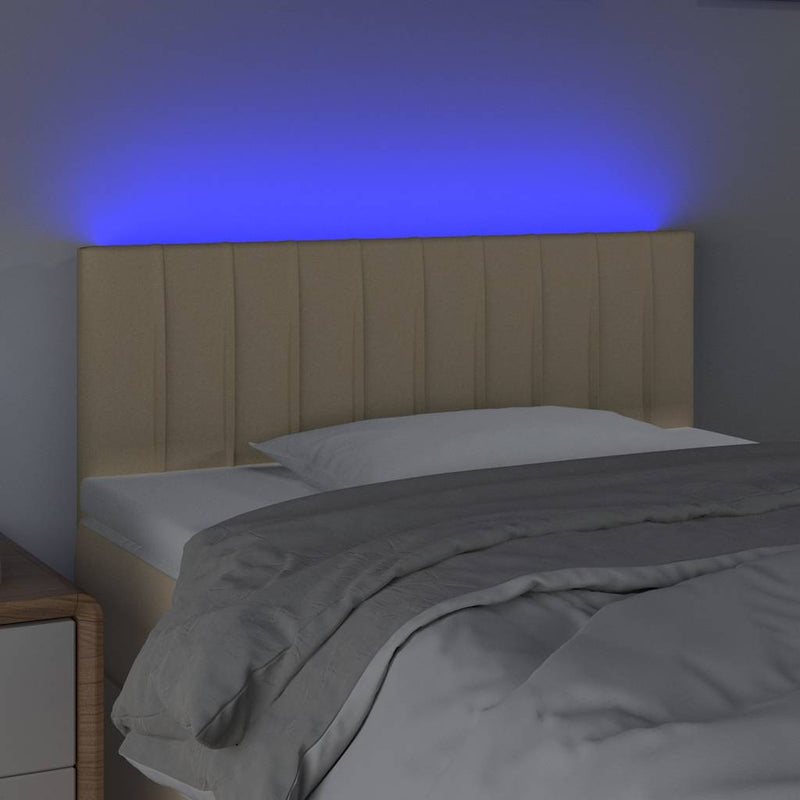 Tăblie de pat cu LED, crem, 80x5x78/88 cm, textil